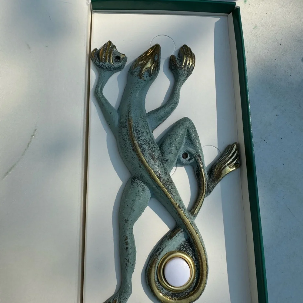 Vintage flora and fauna doorbell solid brass.